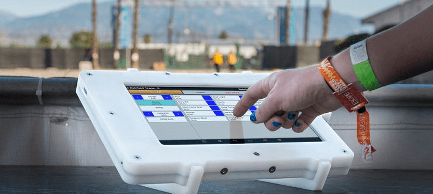 Point-of-sale terminal being used at an outdoor event